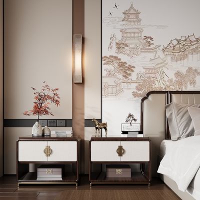 新中式床头柜 边几角几 饰品摆件