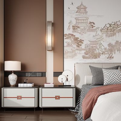 新中式床头柜 边几角几 饰品摆件