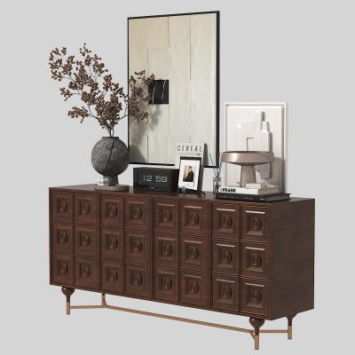 中古风边柜及摆件