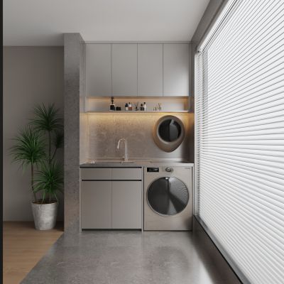 现代洗衣机柜