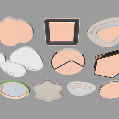 现代吸顶灯 方形吸顶灯 圆形 几何 超薄  卧室 客厅 儿童房 简约SU模型