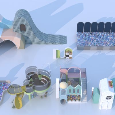 现代儿童器材组合 海洋球池 泡泡池3D模型