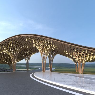 新中式景观大门3D模型