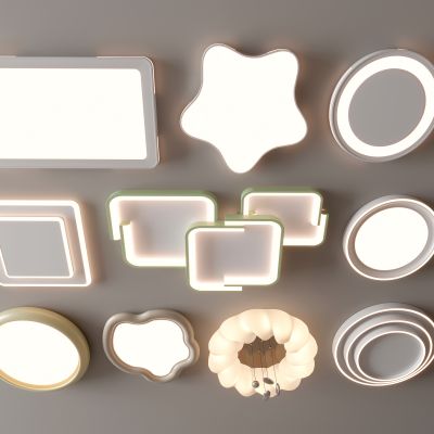 现代吸顶灯 方形吸顶灯 圆形 几何 超薄  卧室 客厅 儿童房 简约