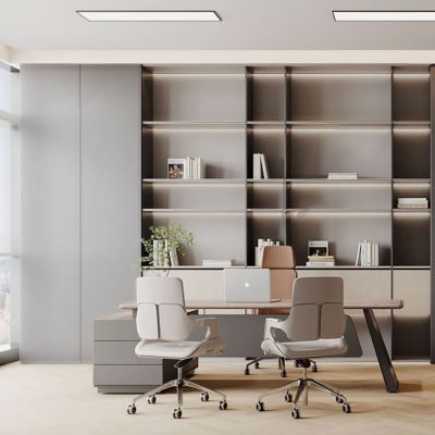 现代经理办公室_董事长办公室_展示柜_书柜_办公桌椅_会客沙发