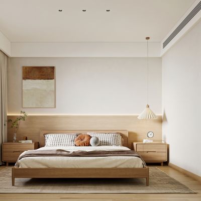 现代原木风卧室