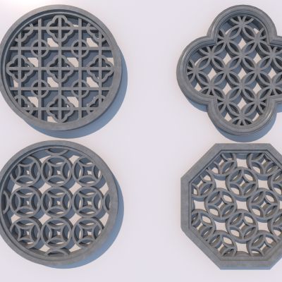 新中式窗花组合3D模型