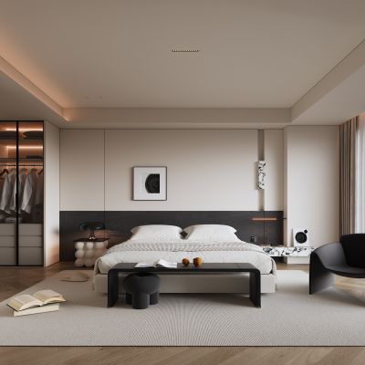 侘寂风格卧室_床品_摆件_装饰品_书本292