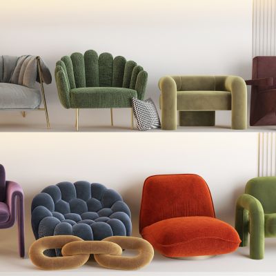 现代单人沙发组合 3D模型