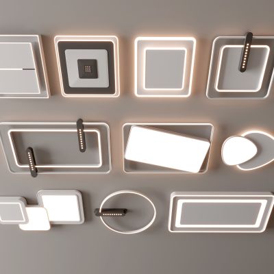 现代吸顶灯 方形吸顶灯 圆形 几何 超薄  卧室 客厅 儿童房 简约