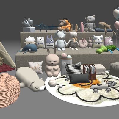 现代玩偶 摆件 抱枕 玩具 地毯 儿童帐篷 懒人沙发组合