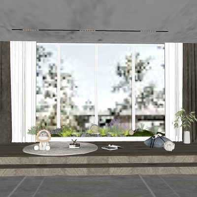 3d现代室内小景组合 别墅阳台 简约隔断造型 阳台柜子 鞋柜