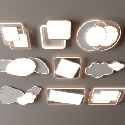 现代吸顶灯 方形吸顶灯 圆形 几何 超薄  卧室 客厅 儿童房 简约