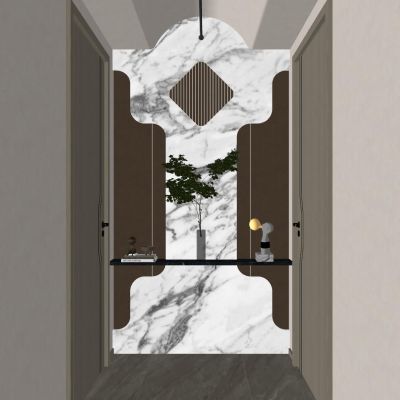 简约奶油风走廊造型灯带端景玄关