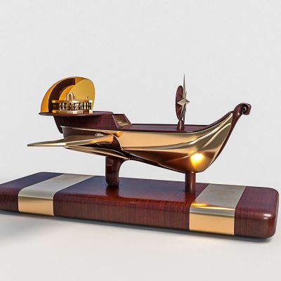 红木创意船摆件