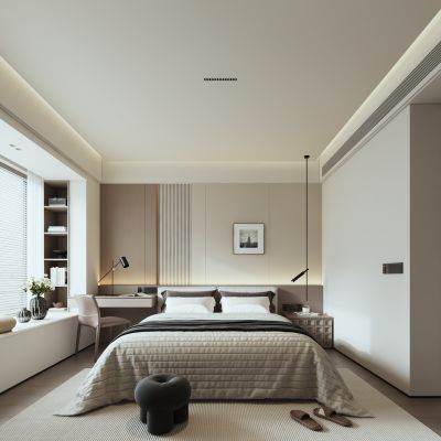 侘寂卧室2_装饰柜_摆件_装饰品_陶瓷_书本2222