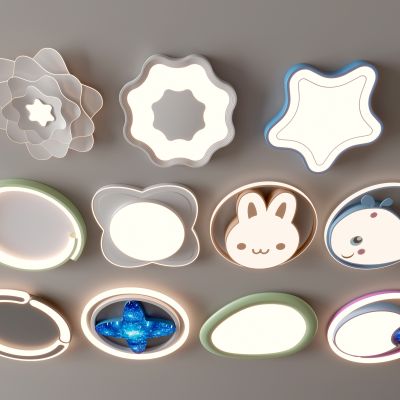 现代吸顶灯 儿童形吸顶灯 圆形 几何形 卡通 卧室 客厅 简约