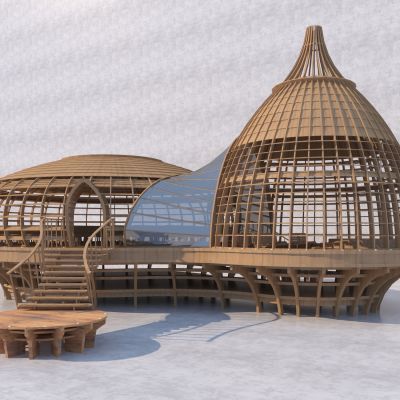 现代木质生态建筑3D模型