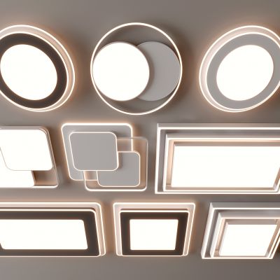 现代吸顶灯 方形吸顶灯 圆形 几何 超薄  卧室 客厅 儿童房 简约