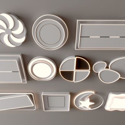 现代吸顶灯 方形吸顶灯 圆形 几何 超薄  卧室 客厅 儿童房 简约