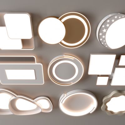 现代吸顶灯 方形吸顶灯 圆形 几何 超薄  卧室 客厅 儿童房 简约