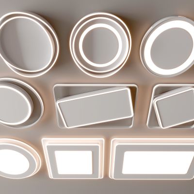 现代吸顶灯 方形吸顶灯 圆形 几何 超薄  卧室 客厅 儿童房 简约