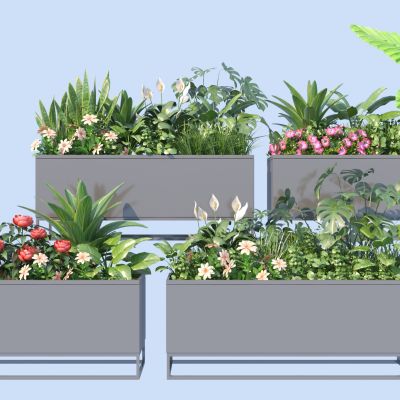 现代花箱 移动花箱 植物花箱3D模型