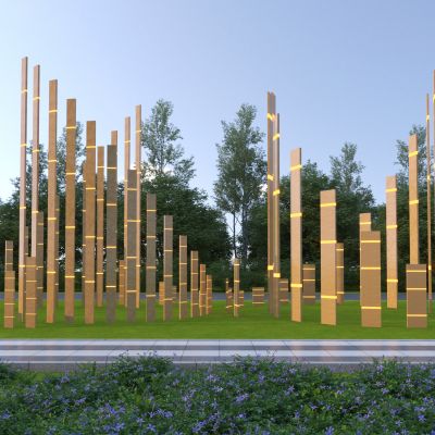 新中式景观构筑物3D模型