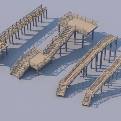 现代登山栈道3D模型