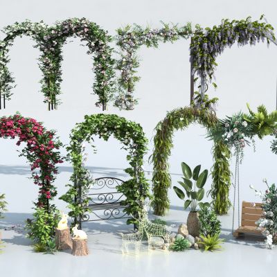 现代花环拱门绿植藤蔓组合