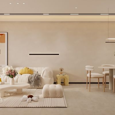 现代奶油风客餐厅