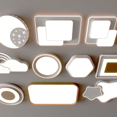 现代吸顶灯 方形吸顶灯 圆形 几何 超薄  卧室 客厅 儿童房 简约