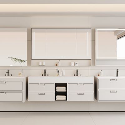 现代浴室柜 卫浴柜 镜子 镜柜 卫生间用品 龙头 洗手盆 卫浴摆件