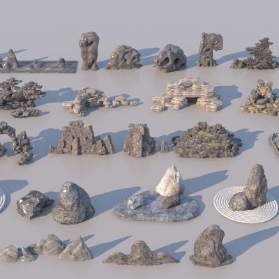 新中式假山3D模型