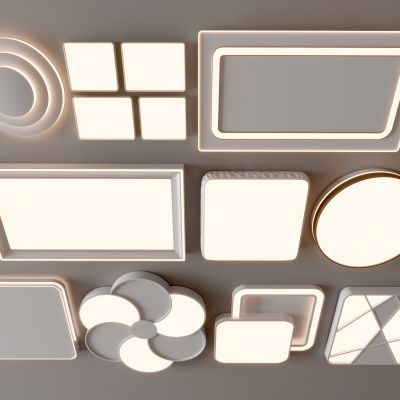 现代吸顶灯 方形吸顶灯 圆形 几何 超薄  卧室 客厅 儿童房 简约