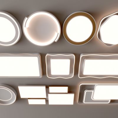 现代吸顶灯 方形吸顶灯 圆形 几何 超薄  卧室 客厅 儿童房 简约