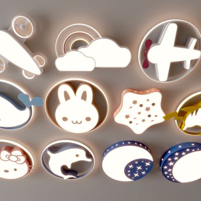 现代吸顶灯  儿童吸顶灯 卡通吸顶灯 几何形 超薄  卧室 儿童房 简约