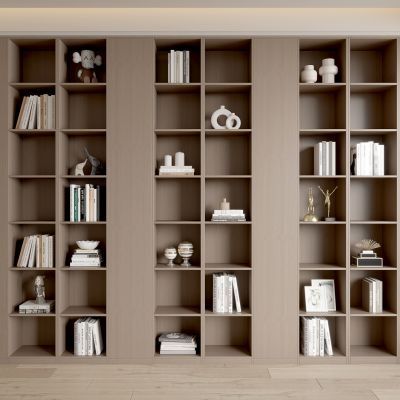 现代书柜 装饰柜 现代书柜 书籍组合 书架 摆件 装饰摆件 开放实木书柜3D模型