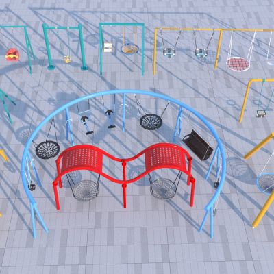现代秋千组合_儿童秋千3D模型