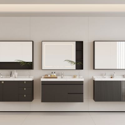 现代浴室柜 卫浴柜 镜子 镜柜 卫生间用品 龙头 洗手盆 卫浴摆件