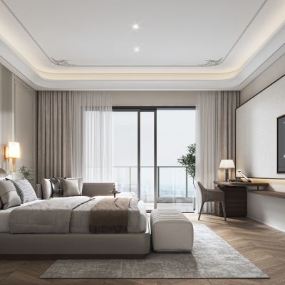 法式卧室 贵妃椅 壁灯 床 床榻