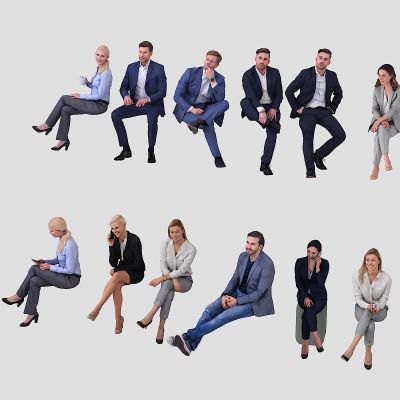现代坐姿商务男女人物