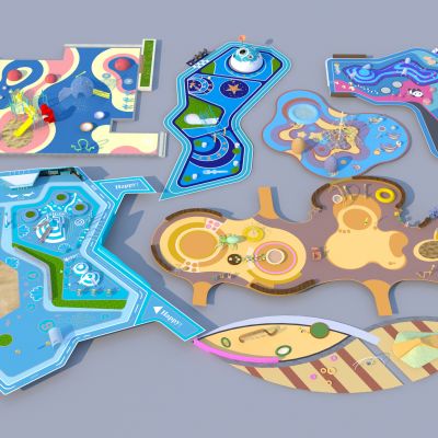 现代儿童运动场地 游乐设备3D模型