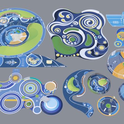 现代儿童器材 儿童游乐区3D模型