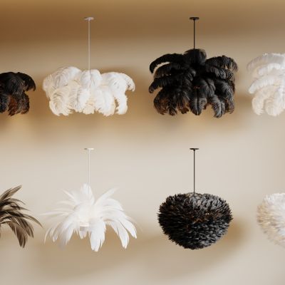 现代吊灯组合 艺术羽毛吊灯