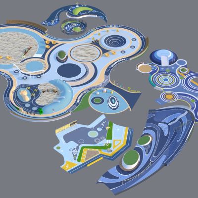 现代儿童器材 儿童游乐区3D模型