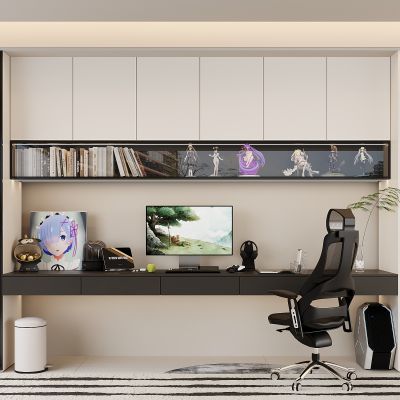 现代书柜 写字桌 书籍 展示柜 