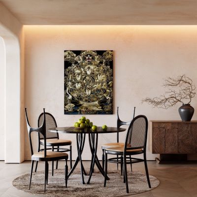 侘寂风圆形餐桌椅组合