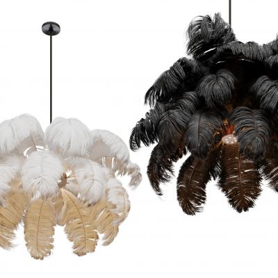 现代羽毛吊灯组合 羽毛灯 艺术吊灯