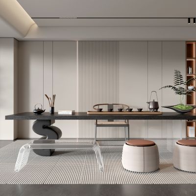 现代茶室 装饰柜 储藏柜 现代茶室 雕塑 摆件 茶桌椅 茶壶 凳子